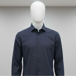 C2 by Calibrate Men’s Dark Navy Striped Dress Shirt (non iron)
